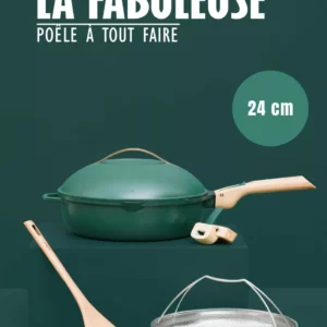 LA FABULEUSE, LA POÊLE A TOUT FAIRE QUI REMPLACE 8 USTENSILES : POÊLE, SAUTEUSE, CASSEROLE, COCOTTE, CUISEUR VAPEUR, FRITEUSE, PLAT AU FOUR, MOULE A GATEAUX - VU A LA TV -